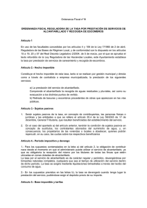 09.- ORDENANZA FISCAL Nº 9 ORDENANZA FISCAL REGULADORA DE LA TASA POR PRESTACIÓN DE SERVICIOS DE ALCANTARILLADO Y RECOGIDA DE ESCOMBROS