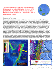 Terremoto Magnitud 7.6 en las Islas Kermadec