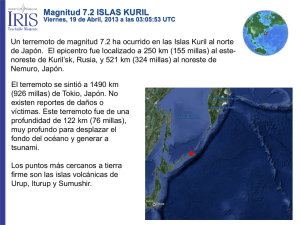 Magnitud 7.2 ISLAS KURIL