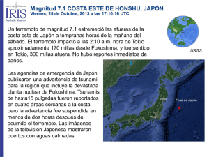Magnitud 7.1 COSTA ESTE DE HONSHU, JAPÓN