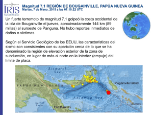 Un fuerte terremoto de magnitud 7.1 golpeó la costa occidental... la isla de Bougainville el jueves, aproximadamente 144 km (89
