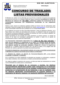 CONCURSO DE TRASLADO: LISTAS PROVISIONALES www.staj.es