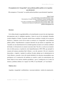 (The emergence of “insecurity” as a public political problem in... Pedro Cerruti post-dictatorial