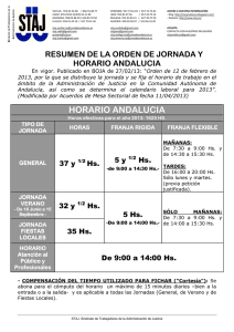 Hoja informativa STAJ sobre horario en la Administración de Justicia en Andalucía