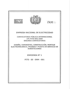 EMPRESA NACIONAL DE ELECTRICIDAD CONVOCATORIA PÚBLICA INTERNACIONAL CPI-PITS-005/ 2009 SEGUNDA CONVOCATORIA