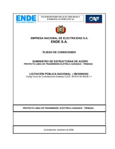 ENDE S.A.  EMPRESA NACIONAL DE ELECTRICIDAD S.A. PLIEGO DE CONDICIONES