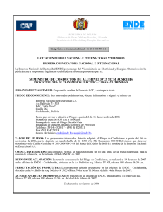 REPUBLICA DE BOLIVIA Ministerio de Obras Públicas, Servicios y Vivienda