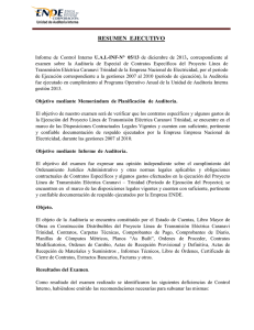 INFORME UAI-INF-Nº 05/2013 AUDITORIA ESPECIAL DE CONTRATOS ESPECÍFICOS DEL PROYECTO LÍNEA DE TRANSMISIÓN ELÉCTRICA CARANAVI - TRINIDAD, GESTIONES 2007 AL 2010