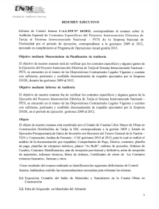 Informe de UAI-INF-Nº 04/2013 Auditoria Especial de Contratos Específicos del Proyecto Interconexión Eléctrica de Tarija al Sistema Interconectado Nacional de Tarija al SIN - PITS, Gestiones 2009 a 2012