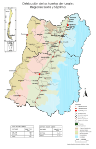Distribución de los huertos de tunales Regiones Sexta y Séptima