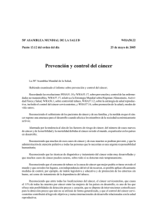Resolution on Cancer Control WHA58.22 SPANISH pdf, 32kb