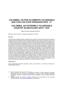 COLOMBIA, UN PAÍS ALTAMENTE VULNERABLE QUE CON LOS OJOS VENDADOS DICE