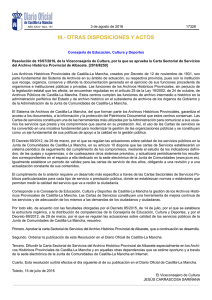 Resolución Carta Sectorial de Servicios del Archivo Histórico Provincial de Albacete