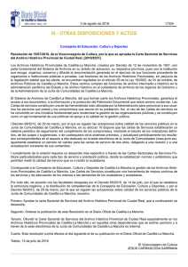 Resolución Carta Sectorial de Servicios del Archivo Histórico Provincial de Ciudad Real.