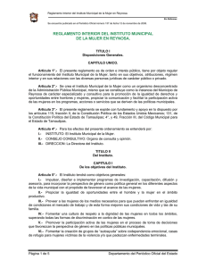 Reglamento Interior del Instituto Municipal de la Mujer en Reynosa