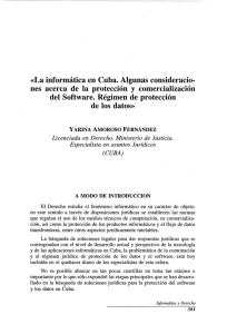 «La informática en  Cuba. Algunas consideracio- comercialización
