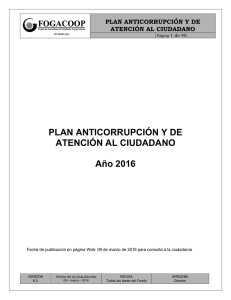 Ver en este enlace el documento del Plan Anticorrupción y Atención al Ciudadano del año 2016