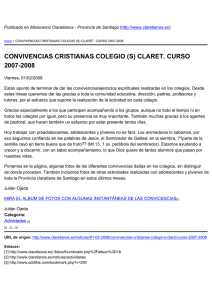 CONVIVENCIAS CRISTIANAS COLEGIO (S) CLARET. CURSO 2007-2008