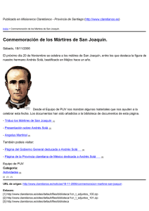Conmemoración de los Mártires de San Joaquín.