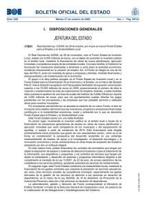 Real Decreto-Ley 13/2009, de 26 de octubre, por el que se crea el Fondo estatal para el Empleo y la Sostenibilidad Local