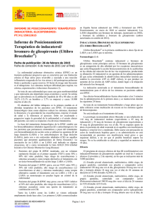 Informe de posicionamiento Terapéutico de indacaterol/ bromuro de glicopirronio (Ultibro Breezhaler).