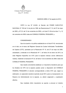 Resolución 8/2014. Puesta a disposición CITC merluza comun 2014