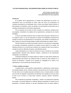 CULTURA ORGANIZACIONAL: RECONSIDERACIONES SOBRE UN CONCEPTO AMPLIO  Carlos Federico González Pérez