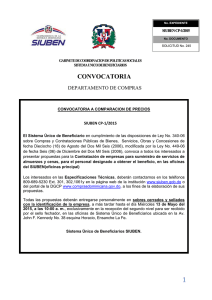 CONVOCATORIA DEPARTAMENTO DE COMPRAS SIUBEN CP-1/2015