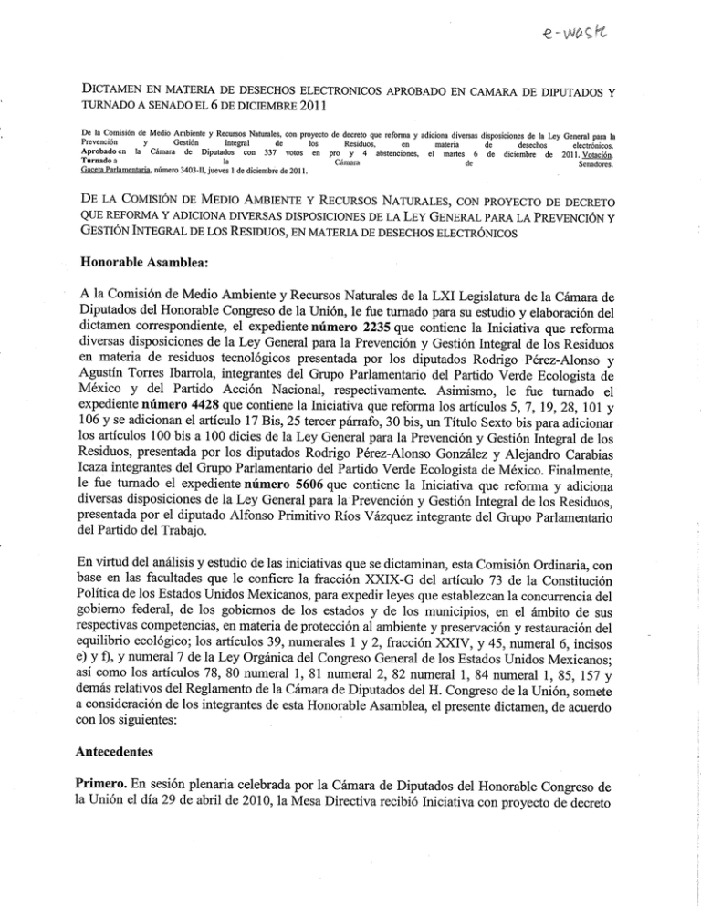 Proyecto De Decreto Que Reforma Y Adiciona Diversas Disposiciones De La