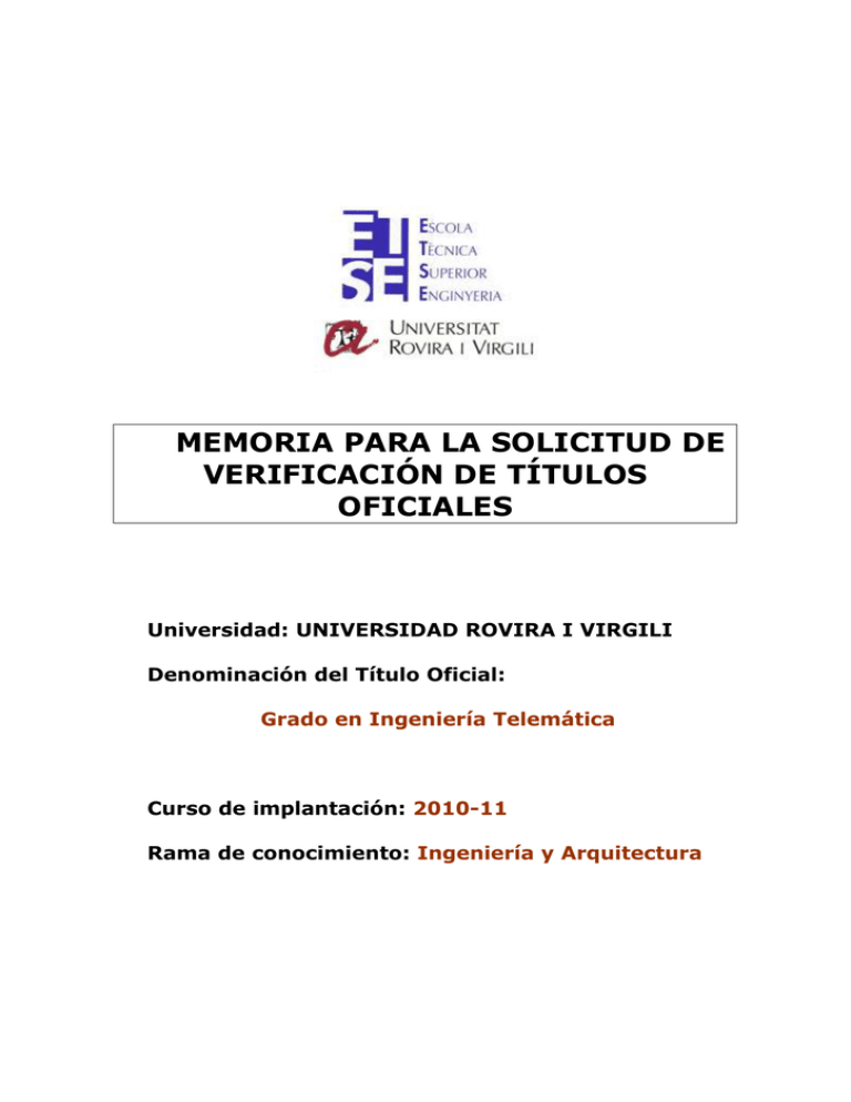 Memoria Para La Solicitud De Verificaci N De T Tulos Oficiales