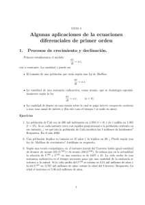 Algunas aplicaciones de la ecuaciones diferenciales de primer orden 1.