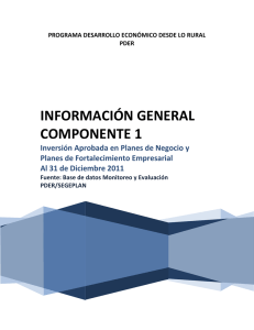 Información General PDER Componente 1 al 31Dic2011