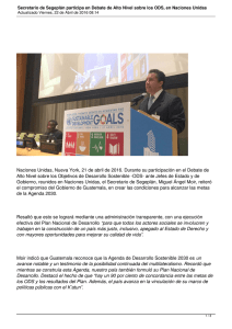 Naciones Unidas, Nueva York, 21 de abril de 2016. Durante... Alto Nivel sobre los Objetivos de Desarrollo Sostenible -ODS- ante...