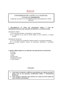 UNIVERSIDAD DE CASTILLA-LA MANCHA EXAMEN DE GEOGRAFÍA.