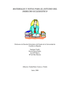 0. Presentación de los Materiales y Notas para el Estudio del Derecho Eclesiástico