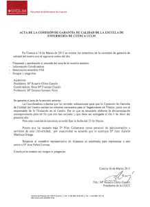 ACTA DE LA COMISIÓN DE GARANTÍA DE CALIDAD DE LA... ENFERMERÍA DE CUENCA UCLM En 16  de  Marzo  de