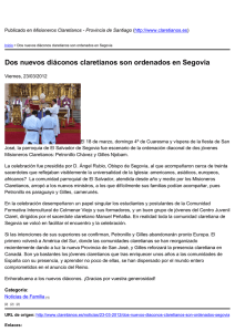 Dos nuevos diáconos claretianos son ordenados en Segovia