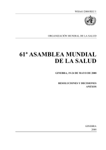 61ª ASAMBLEA MUNDIAL DE LA SALUD  WHA61/2008/REC/1