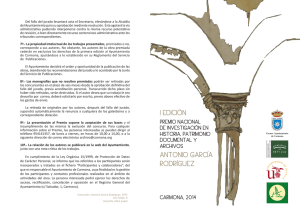 Bases del I Premio Nacional de Investigación en Historia, Patrimonio Documental y Archivos "Antonio García Rodríguez"