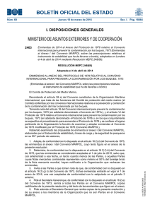 Emendas de 2014 ao Anexo do Protocolo de 1978 relativo ao Convenio internacional para previr a contaminación polos buques