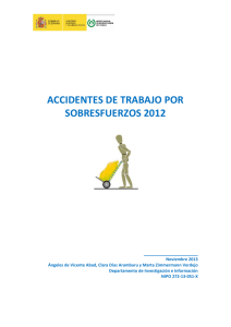 "Accidentes de traballo por sobreesforzos 2012"