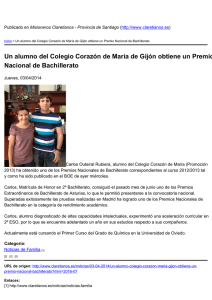Un alumno del Colegio Corazón de María de Gijón obtiene... Nacional de Bachillerato
