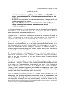 La iniciativa ciudadana de Ley 3de3 presentó el 17 de... Ciudad de México, 6 de abril de 2016 Boletín de prensa