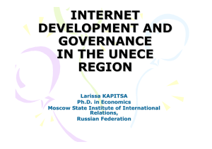 INTERNET DEVELOPMENT AND GOVERNANCE IN THE UNECE