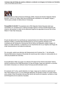 El presidente de la Oficina Nacional Antidrogas (ONA), General de... Bucarito, informó vía Twitter sobre dos procedimientos realizados en los...