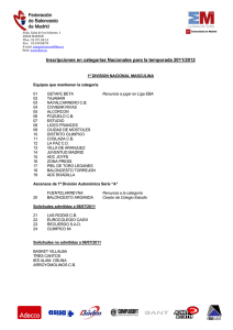 Inscripciones en categorías Nacionales para la temporada 2011/2012