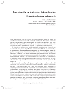 La evaluación de la ciencia y la investigación / Evaluation of science and research , por Luis Sanz Menéndez