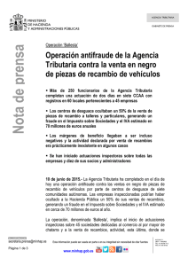 Nota de Prensa "Operación Ballesta", 10 de junio de 2015