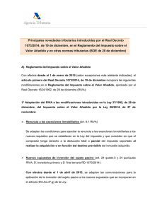 Principales novedades introducidas por el Real Decreto 1073/2014, de 19 de diciembre, en el Reglamento del Impuesto sobre el Valor Añadido y en otras normas tributarias