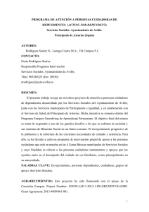 PROGRAMA DE ATENCIÓN A PERSONAS CUIDADORAS DE ACTING FOR DEPENDENT